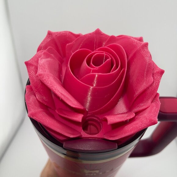 3D Rose Tumbler Topper that fit the new Barbie x Stanley 80s Dynamite lids - Picture 8 of 11